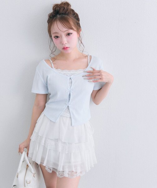 OLIVE des OLIVE(オリーブデオリーブ)の「【WEB限定/着回し力◎】映え半袖トップス(Tシャツ/カットソー・レディース・ピンク系その他/サックスブルー/ブラック/ブラック系その他/イエロー/ピンク・FREE)」の3枚目の写真