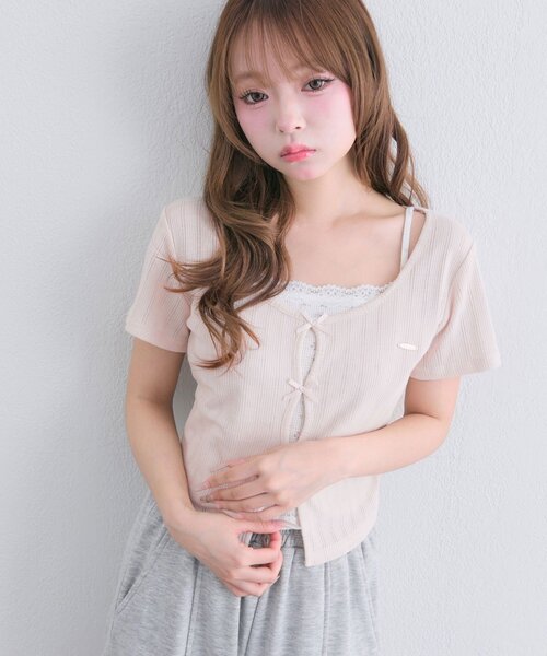 OLIVE des OLIVE(オリーブデオリーブ)の「【WEB限定/着回し力◎】映え半袖トップス(Tシャツ/カットソー・レディース・ピンク系その他/サックスブルー/ブラック/ブラック系その他/イエロー/ピンク・FREE)」の7枚目の写真