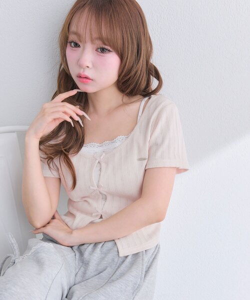 OLIVE des OLIVE(オリーブデオリーブ)の「【WEB限定/着回し力◎】映え半袖トップス(Tシャツ/カットソー・レディース・ピンク系その他/サックスブルー/ブラック/ブラック系その他/イエロー/ピンク・FREE)」の8枚目の写真