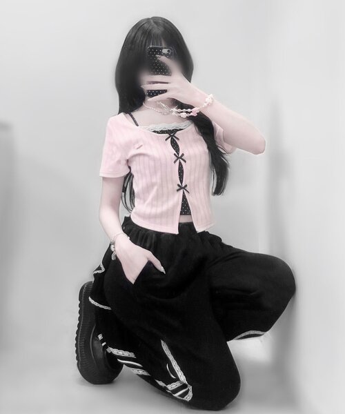 OLIVE des OLIVE(オリーブデオリーブ)の「【WEB限定/着回し力◎】映え半袖トップス(Tシャツ/カットソー・レディース・ピンク系その他/サックスブルー/ブラック/ブラック系その他/イエロー/ピンク・FREE)」の20枚目の写真