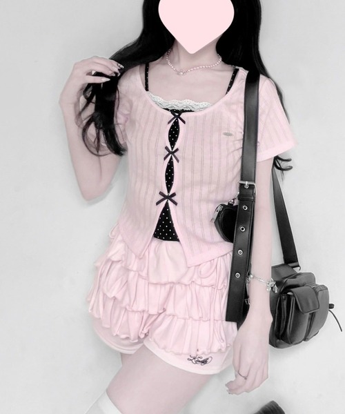 OLIVE des OLIVE(オリーブデオリーブ)の「【WEB限定/着回し力◎】映え半袖トップス(Tシャツ/カットソー・レディース・ピンク系その他/サックスブルー/ブラック/ブラック系その他/イエロー/ピンク・FREE)」の6枚目の写真
