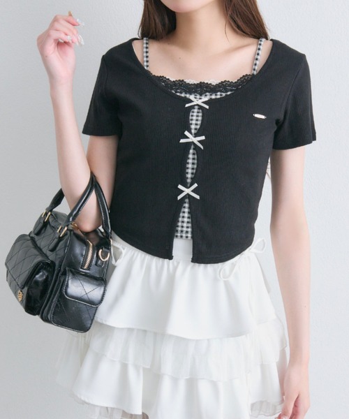 OLIVE des OLIVE(オリーブデオリーブ)の「【WEB限定/着回し力◎】映え半袖トップス(Tシャツ/カットソー・レディース・ピンク系その他/サックスブルー/ブラック/ブラック系その他/イエロー/ピンク・FREE)」の2枚目の写真