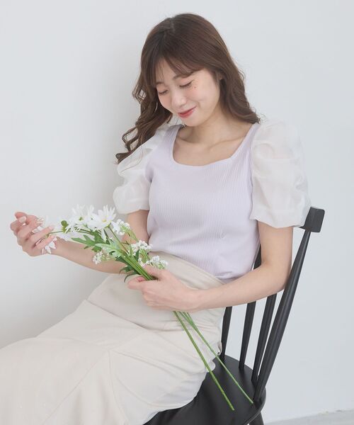 MAJESTIC LEGON(マジェスティックレゴン)の「シアースリーブトップス(Tシャツ/カットソー・レディース・ブラック/アイボリー/ラベンダー/ライトグリーン・MEDIUM)」の4枚目の写真