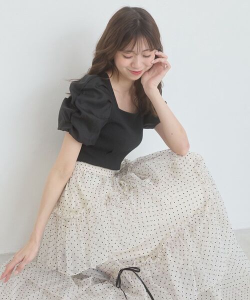 MAJESTIC LEGON(マジェスティックレゴン)の「シアースリーブトップス(Tシャツ/カットソー・レディース・ブラック/アイボリー/ラベンダー/ライトグリーン・MEDIUM)」の1枚目の写真