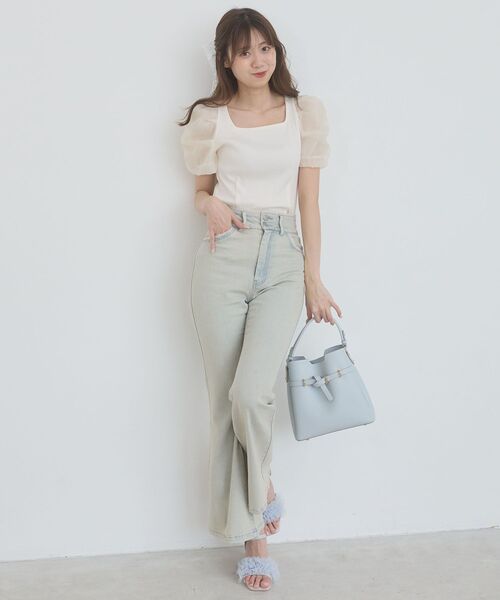 MAJESTIC LEGON(マジェスティックレゴン)の「シアースリーブトップス(Tシャツ/カットソー・レディース・ブラック/アイボリー/ラベンダー/ライトグリーン・MEDIUM)」の5枚目の写真