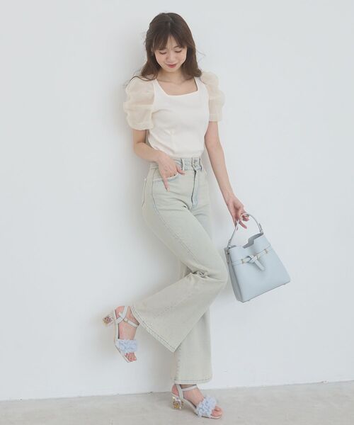 MAJESTIC LEGON(マジェスティックレゴン)の「シアースリーブトップス(Tシャツ/カットソー・レディース・ブラック/アイボリー/ラベンダー/ライトグリーン・MEDIUM)」の6枚目の写真