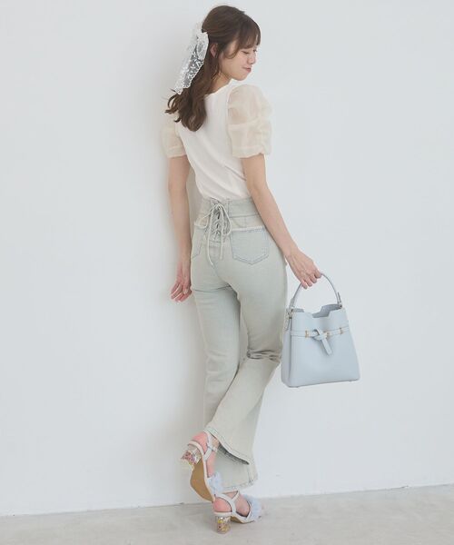 MAJESTIC LEGON(マジェスティックレゴン)の「シアースリーブトップス(Tシャツ/カットソー・レディース・ブラック/アイボリー/ラベンダー/ライトグリーン・MEDIUM)」の7枚目の写真