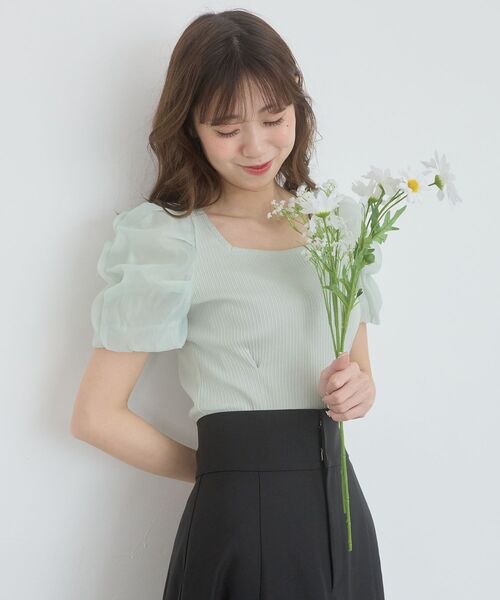 MAJESTIC LEGON(マジェスティックレゴン)の「シアースリーブトップス(Tシャツ/カットソー・レディース・ブラック/アイボリー/ラベンダー/ライトグリーン・MEDIUM)」の12枚目の写真