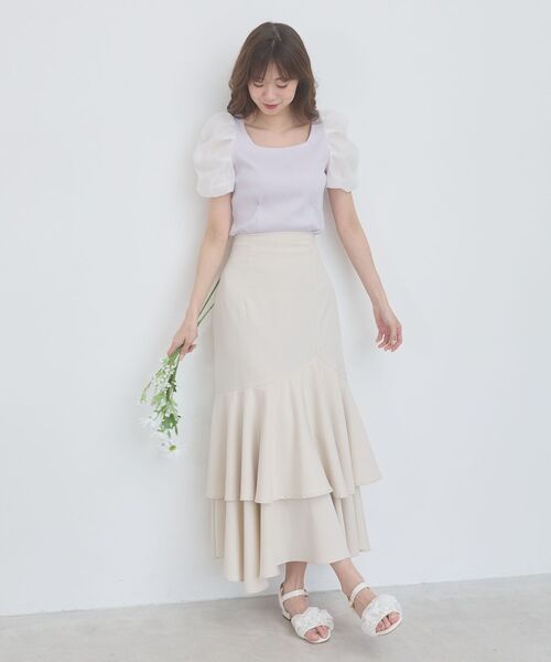 MAJESTIC LEGON(マジェスティックレゴン)の「シアースリーブトップス(Tシャツ/カットソー・レディース・ブラック/アイボリー/ラベンダー/ライトグリーン・MEDIUM)」の15枚目の写真