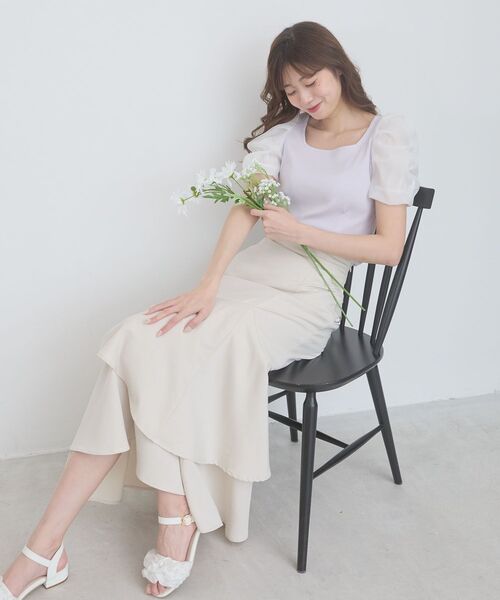MAJESTIC LEGON(マジェスティックレゴン)の「シアースリーブトップス(Tシャツ/カットソー・レディース・ブラック/アイボリー/ラベンダー/ライトグリーン・MEDIUM)」の18枚目の写真