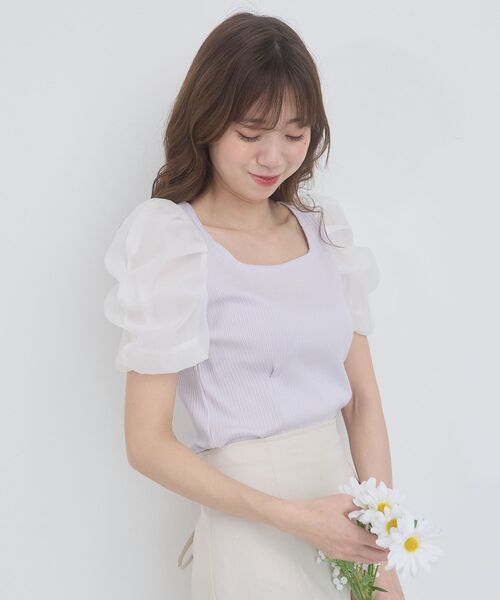MAJESTIC LEGON(マジェスティックレゴン)の「シアースリーブトップス(Tシャツ/カットソー・レディース・ブラック/アイボリー/ラベンダー/ライトグリーン・MEDIUM)」の21枚目の写真