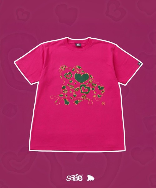 SAGE(セージ)の「SAGE / セイジ 別注 Heart-Filled FROG S/S Tee(Tシャツ/カットソー・メンズ・ブラック/ブルー/ピンク・LARGE/MEDIUM)」の2枚目の写真