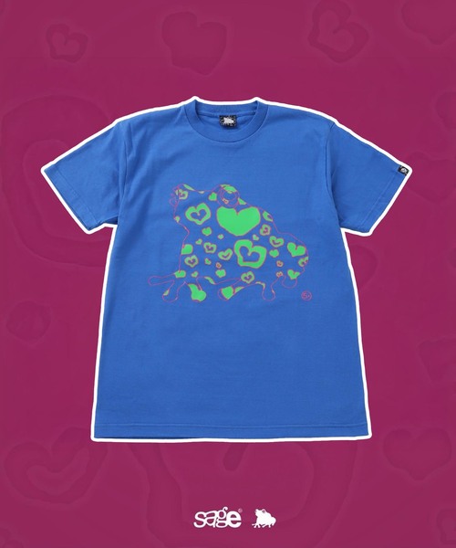 SAGE(セージ)の「SAGE / セイジ 別注 Heart-Filled FROG S/S Tee(Tシャツ/カットソー・メンズ・ブラック/ブルー/ピンク・LARGE/MEDIUM)」の3枚目の写真