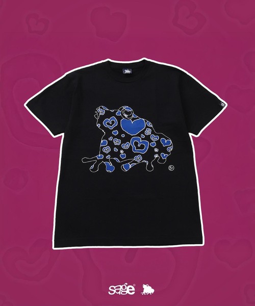 SAGE(セージ)の「SAGE / セイジ 別注 Heart-Filled FROG S/S Tee(Tシャツ/カットソー・メンズ・ブラック/ブルー/ピンク・LARGE/MEDIUM)」の1枚目の写真