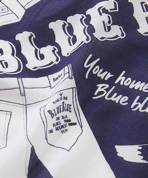 BLUE BLUE（ブルーブルー）の「KING OF BLUE BLUE バンダナ（バンダナ/スカーフ・メンズ・ネイビー・ONE SIZE）」の2枚目の写真