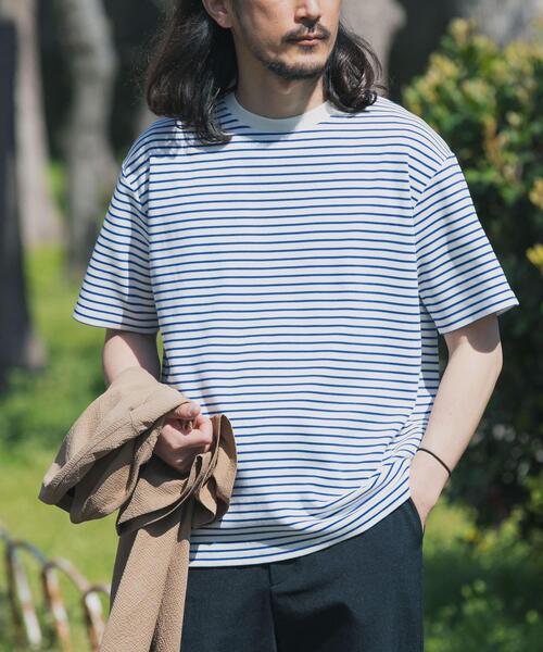 ITEMS URBANRESEARCH(アイテムズ アーバンリサーチ)の「ポンチボーダー ショートスリーブカットソー(Tシャツ/カットソー・メンズ・ブルー/ネイビー/ブラック・MEDIUM/LARGE)」の3枚目の写真