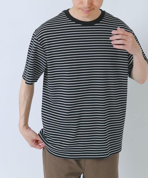 ITEMS URBANRESEARCH(アイテムズ アーバンリサーチ)の「ポンチボーダー ショートスリーブカットソー(Tシャツ/カットソー・メンズ・ブルー/ネイビー/ブラック・MEDIUM/LARGE)」の5枚目の写真