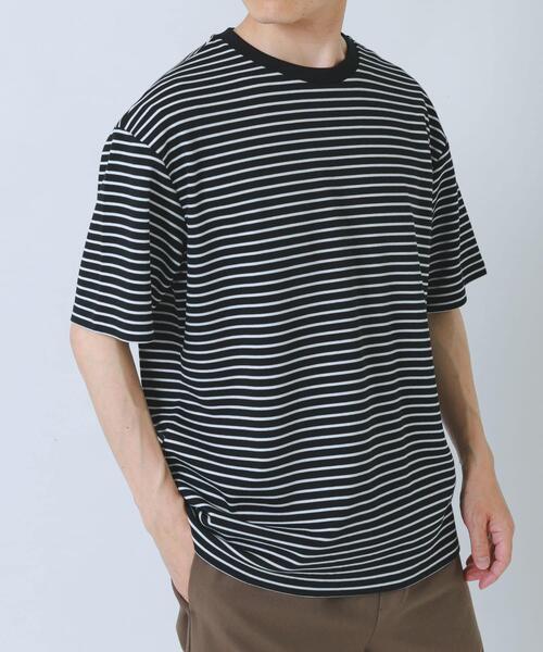 ITEMS URBANRESEARCH(アイテムズ アーバンリサーチ)の「ポンチボーダー ショートスリーブカットソー(Tシャツ/カットソー・メンズ・ブルー/ネイビー/ブラック・MEDIUM/LARGE)」の6枚目の写真