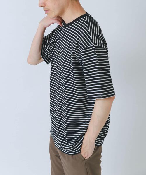 ITEMS URBANRESEARCH(アイテムズ アーバンリサーチ)の「ポンチボーダー ショートスリーブカットソー(Tシャツ/カットソー・メンズ・ブルー/ネイビー/ブラック・MEDIUM/LARGE)」の7枚目の写真