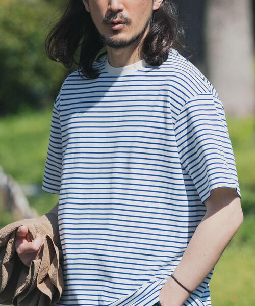 ITEMS URBANRESEARCH(アイテムズ アーバンリサーチ)の「ポンチボーダー ショートスリーブカットソー(Tシャツ/カットソー・メンズ・ブルー/ネイビー/ブラック・MEDIUM/LARGE)」の12枚目の写真