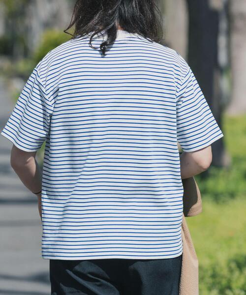 ITEMS URBANRESEARCH(アイテムズ アーバンリサーチ)の「ポンチボーダー ショートスリーブカットソー(Tシャツ/カットソー・メンズ・ブルー/ネイビー/ブラック・MEDIUM/LARGE)」の14枚目の写真