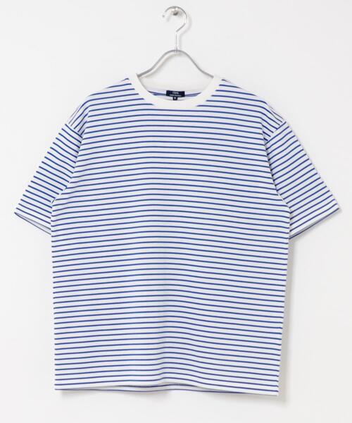ITEMS URBANRESEARCH(アイテムズ アーバンリサーチ)の「ポンチボーダー ショートスリーブカットソー(Tシャツ/カットソー・メンズ・ブルー/ネイビー/ブラック・MEDIUM/LARGE)」の16枚目の写真