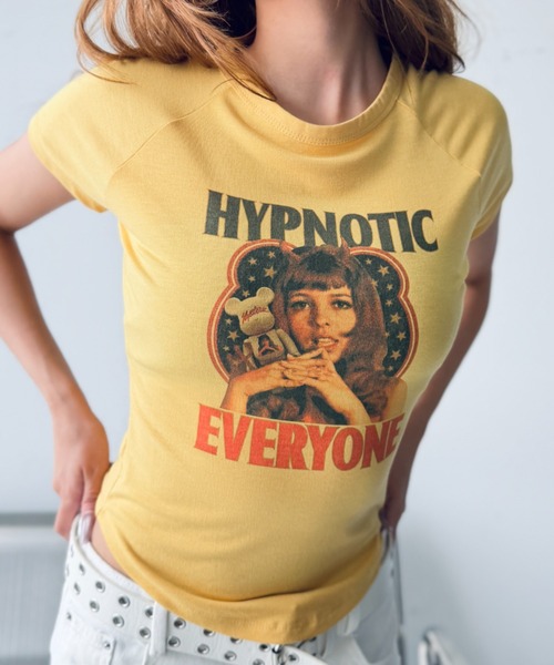Y2K SYNAPSE FACTORY（ワイツーケー シナプスファクトリー）の「【Y2Kガール】ピタTシャツ（Tシャツ/カットソー・レディース・イエロー/ホワイト・FREE）」の11枚目の写真