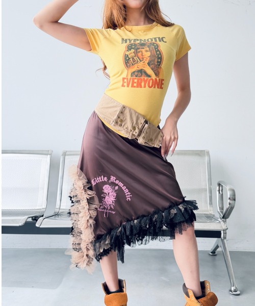 Y2K SYNAPSE FACTORY（ワイツーケー シナプスファクトリー）の「【Y2Kガール】ピタTシャツ（Tシャツ/カットソー・レディース・イエロー/ホワイト・FREE）」の13枚目の写真