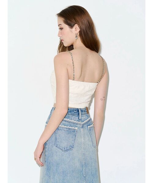 EVRIS(エヴリス)の「【パッド付】ビジューショルダーレースコルセットトップス 夏服(キャミソール・レディース・ブラック/ホワイト/ピンク・FREE)」の4枚目の写真