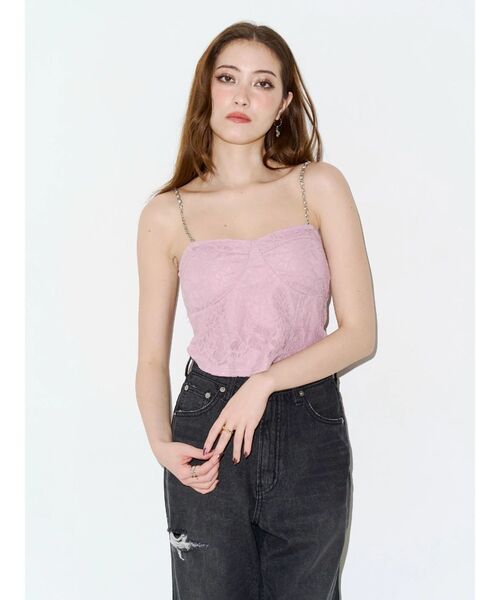 EVRIS(エヴリス)の「【パッド付】ビジューショルダーレースコルセットトップス 夏服(キャミソール・レディース・ブラック/ホワイト/ピンク・FREE)」の11枚目の写真
