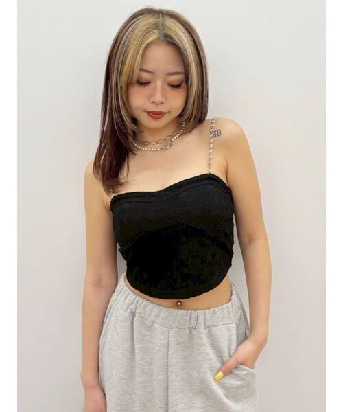 EVRIS(エヴリス)の「【パッド付】ビジューショルダーレースコルセットトップス 夏服(キャミソール・レディース・ブラック/ホワイト/ピンク・FREE)」の16枚目の写真