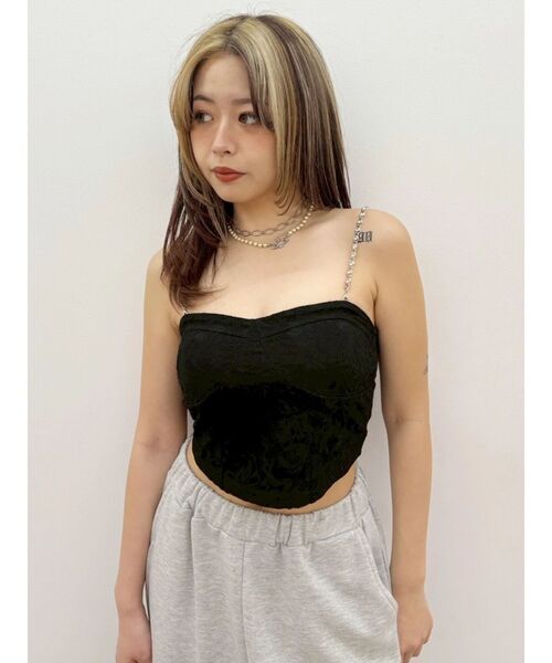 EVRIS(エヴリス)の「【パッド付】ビジューショルダーレースコルセットトップス 夏服(キャミソール・レディース・ブラック/ホワイト/ピンク・FREE)」の18枚目の写真