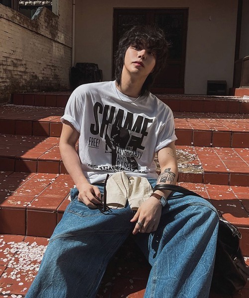 NOWLE(ノウル)の「【NOWLE】グランジ パンク グラフィックTシャツ 半袖 / バンドT風 ルーズT(Tシャツ/カットソー・メンズ・ホワイト・LARGE/MEDIUM/X-LARGE)」の5枚目の写真