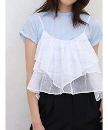 Sheer checkered frill camisole