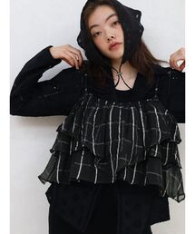 Sheer checkered frill camisole