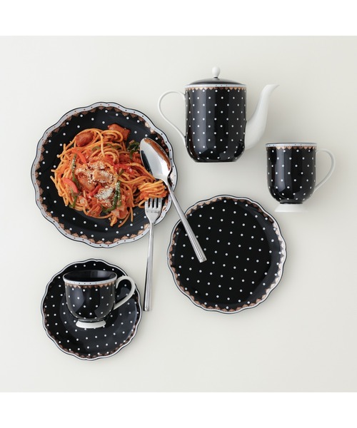 ドット カップ&ソーサー ブラック ティーカップ カフェ ドット柄 純