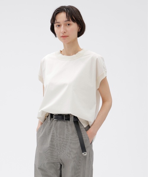MHL.(エムエイチエル)の「GARMENT DYED COTTON POPLIN(シャツ/ブラウス・レディース・ネイビー/オフホワイト・2/1)」の2枚目の写真
