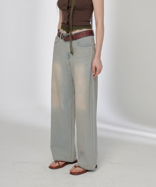 BUTTON UP(ボタンアップ)の「ヴィンテージウォッシュワイドデニムパンツ(デニムパンツ・レディース・その他・SMALL/MEDIUM/LARGE)」の2枚目の写真