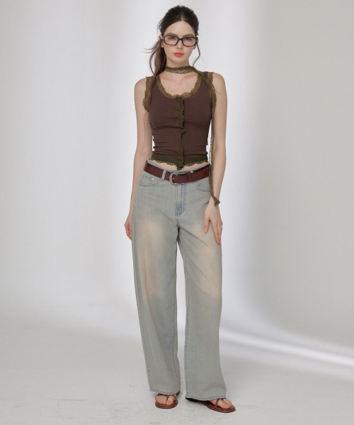 BUTTON UP(ボタンアップ)の「ヴィンテージウォッシュワイドデニムパンツ(デニムパンツ・レディース・その他・SMALL/MEDIUM/LARGE)」の4枚目の写真