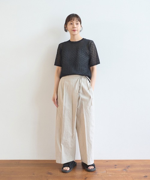 yuni(ユニ )の「12G和紙/pe 透かし編み T-shirt(ニット/セーター・レディース・ブラック/ホワイト・FREE)」の3枚目の写真