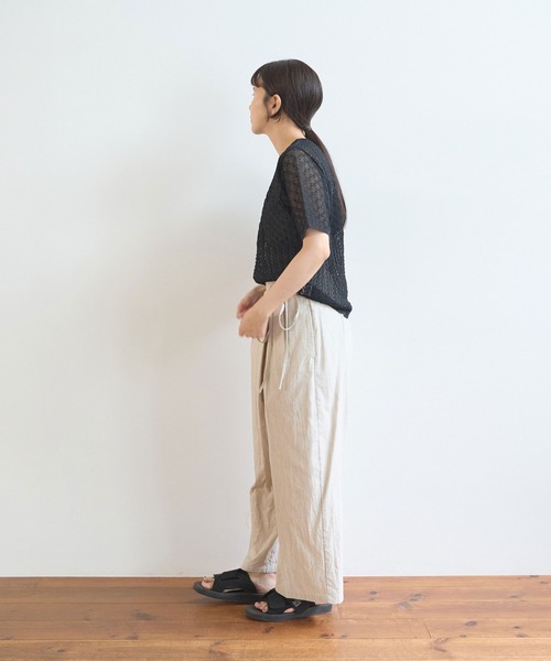yuni(ユニ )の「12G和紙/pe 透かし編み T-shirt(ニット/セーター・レディース・ブラック/ホワイト・FREE)」の4枚目の写真