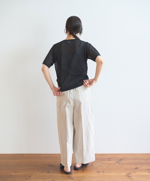 yuni(ユニ )の「12G和紙/pe 透かし編み T-shirt(ニット/セーター・レディース・ブラック/ホワイト・FREE)」の5枚目の写真
