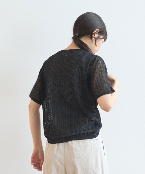 yuni(ユニ )の「12G和紙/pe 透かし編み T-shirt(ニット/セーター・レディース・ブラック/ホワイト・FREE)」の18枚目の写真