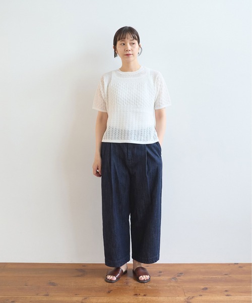 yuni(ユニ )の「12G和紙/pe 透かし編み T-shirt(ニット/セーター・レディース・ブラック/ホワイト・FREE)」の19枚目の写真
