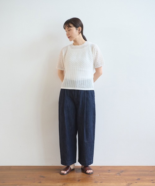 yuni(ユニ )の「12G和紙/pe 透かし編み T-shirt(ニット/セーター・レディース・ブラック/ホワイト・FREE)」の20枚目の写真