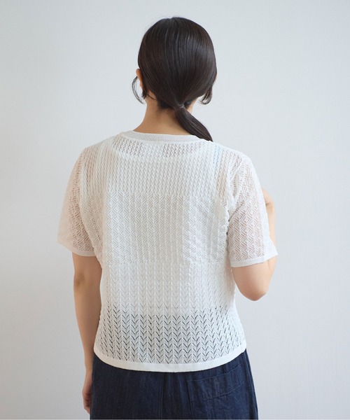 yuni(ユニ )の「12G和紙/pe 透かし編み T-shirt(ニット/セーター・レディース・ブラック/ホワイト・FREE)」の13枚目の写真