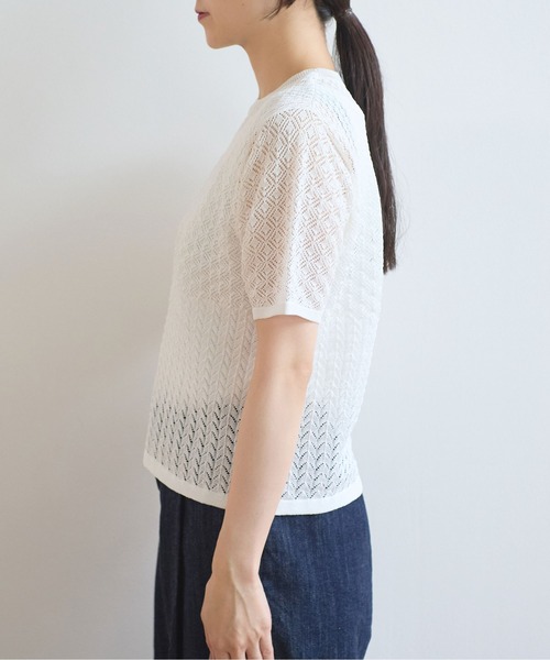 yuni(ユニ )の「12G和紙/pe 透かし編み T-shirt(ニット/セーター・レディース・ブラック/ホワイト・FREE)」の15枚目の写真