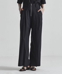 【THE TOKYO/ザトウキョウ】Front Zip Tuck Pants/SUPER100 サマーウール/フロントジップタックパンツ/ワイドストレートパンツ
