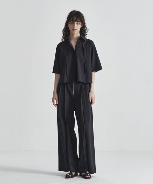 THE TOKYO(ザトウキョウ)の「【THE TOKYO/ザトウキョウ】Front Zip Tuck Pants/SUPER100 サマーウール/フロントジップタックパンツ/ワイドストレートパンツ(その他パンツ・レディース・グレー/ネイビー・1/2)」の20枚目の写真