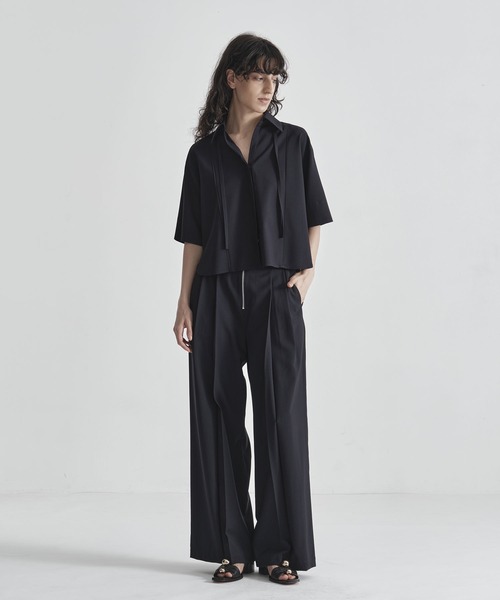 THE TOKYO(ザトウキョウ)の「【THE TOKYO/ザトウキョウ】Front Zip Tuck Pants/SUPER100 サマーウール/フロントジップタックパンツ/ワイドストレートパンツ(その他パンツ・レディース・グレー/ネイビー・1/2)」の19枚目の写真